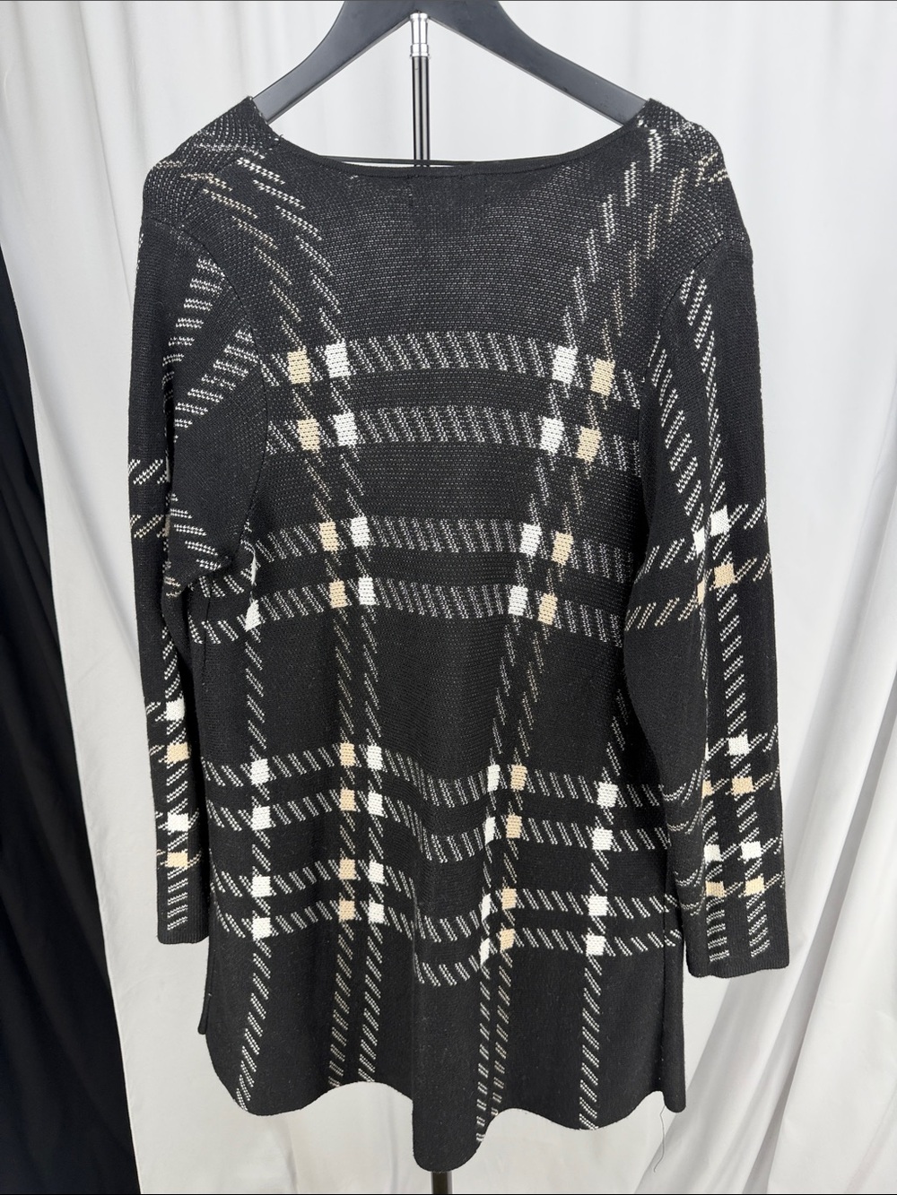 Charter Club Plaid Open Front Cardigan Duster 1X Wool Blend - Picture 4 of 7